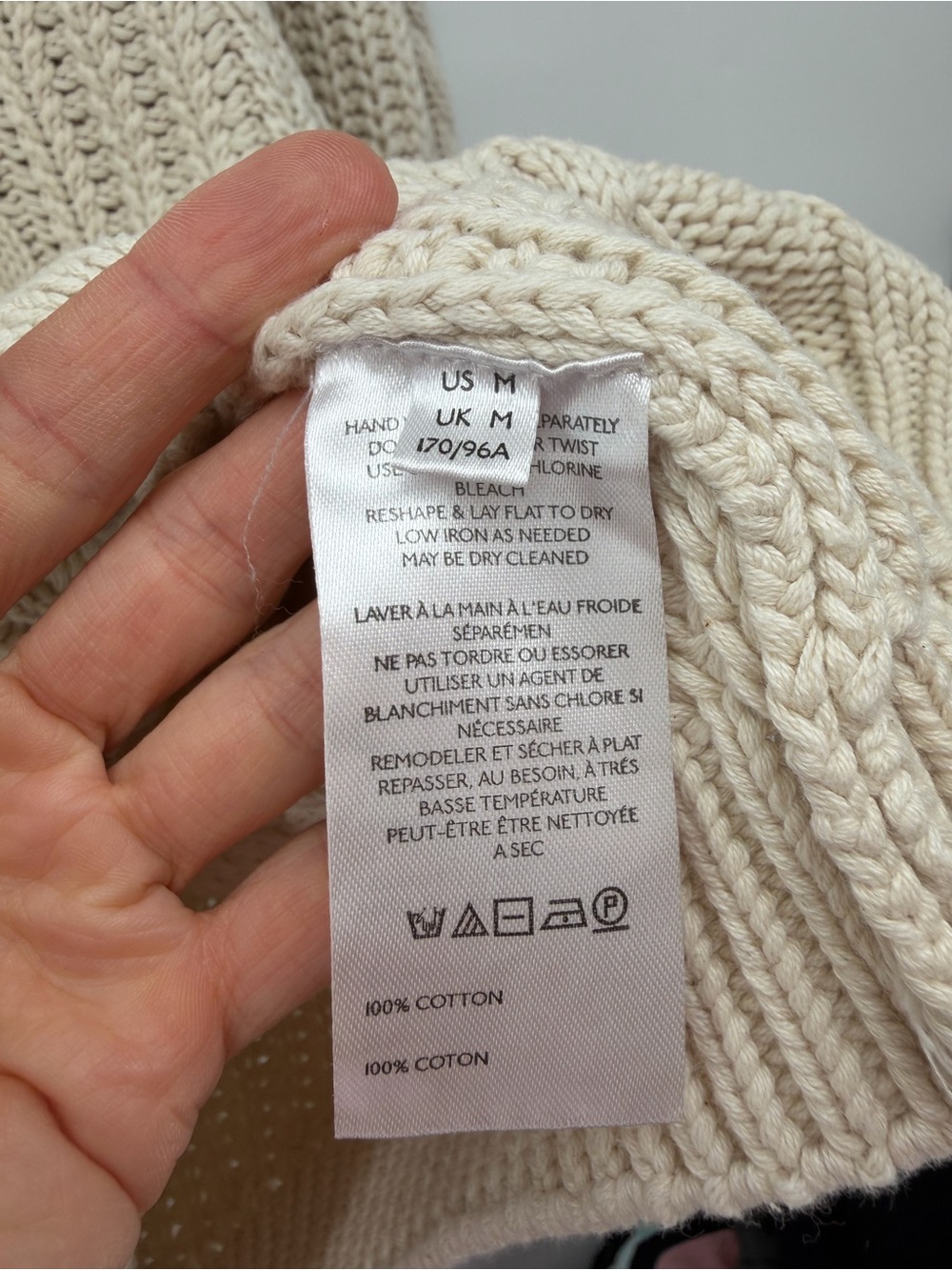Free People Beige Cream Frankie Cable Sweater Medium - Picture 4 of 7